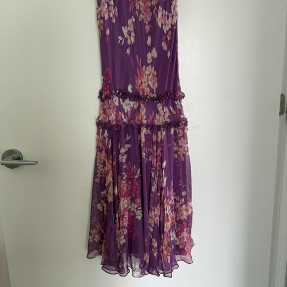 Floral Beaded Silk Maxi Dress - Picture 4 of 6